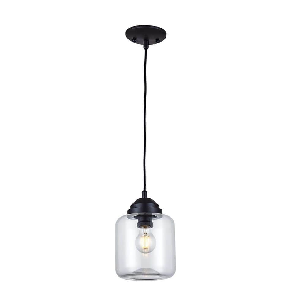 1-Light Oil Rubbed Bronze Shaded Mini Pendant Light