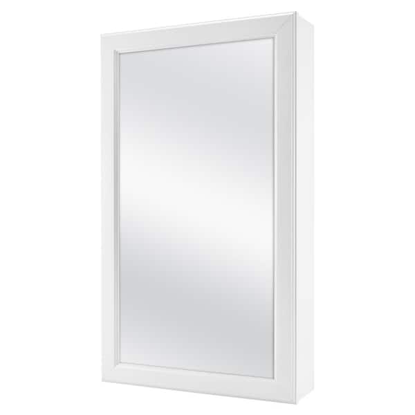 15.25 in. W x 26 in. H Rectangular Framed Surface-Mount Bathroom Medicine Cabinet with Mirror in White