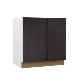 Designer Series Edgeley Assembled 33x34.5x23 in. Blind Left Corner Base Kitchen Cabinet in Thunder