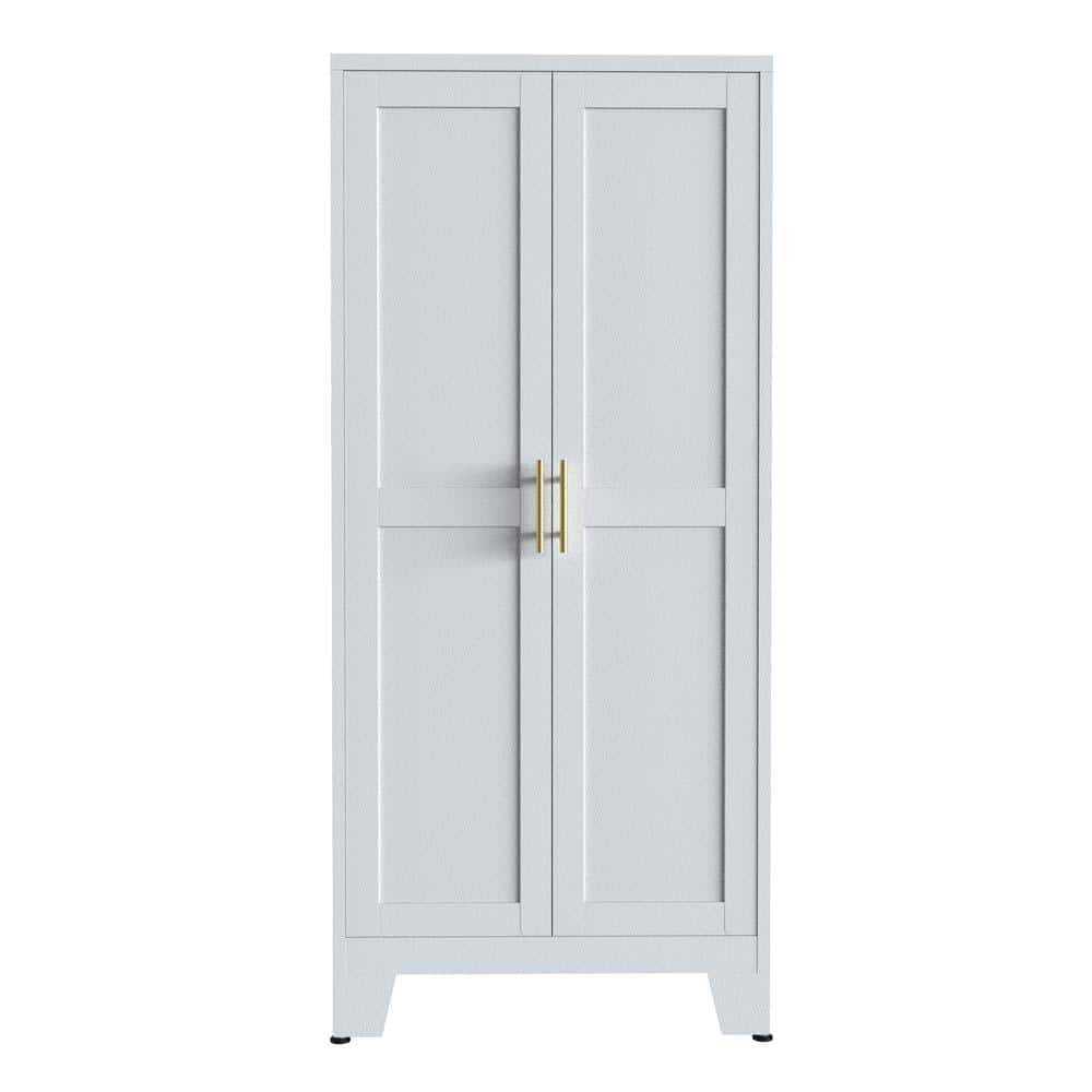 27.55 in. W x 13.78 in. D x 61.00 in. H White Linen Cabinet with 2-Doors an