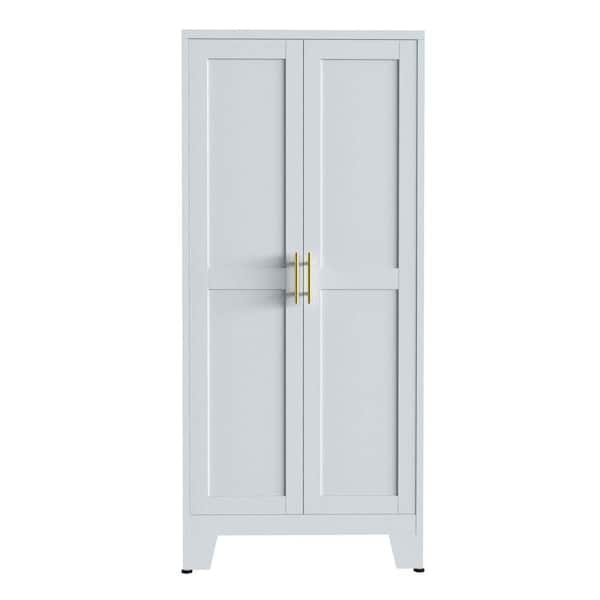 Unbranded 27.55 in. W x 13.78 in. D x 61.00 in. H White Linen Cabinet with 2-Doors and Lock