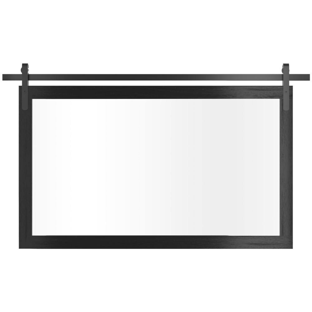 40 in. W x 26 in. H Medium Rectangle Mirror Wood Framed Wall Mirror Bathroom Mirror Vanity Mirror in Black