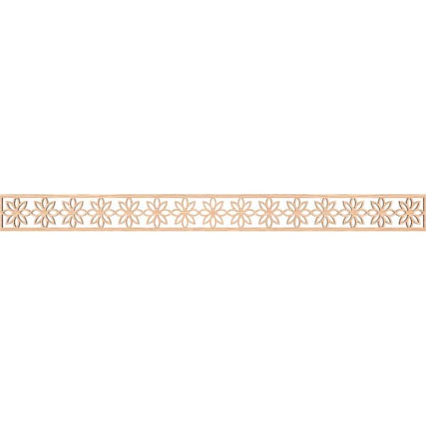 Ekena Millwork Daisy Fretwork 0.25 in. D x 46.375 in. W x 4 in. L Red Oak Wood Panel Moulding