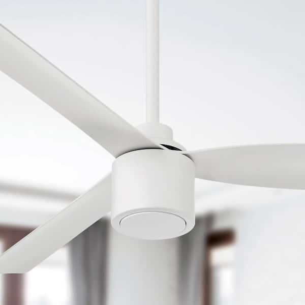 RAVIAN 3-Blade 52 in. Indoor/Outdoor Matte White Modern Ceiling Fan with Remote Included