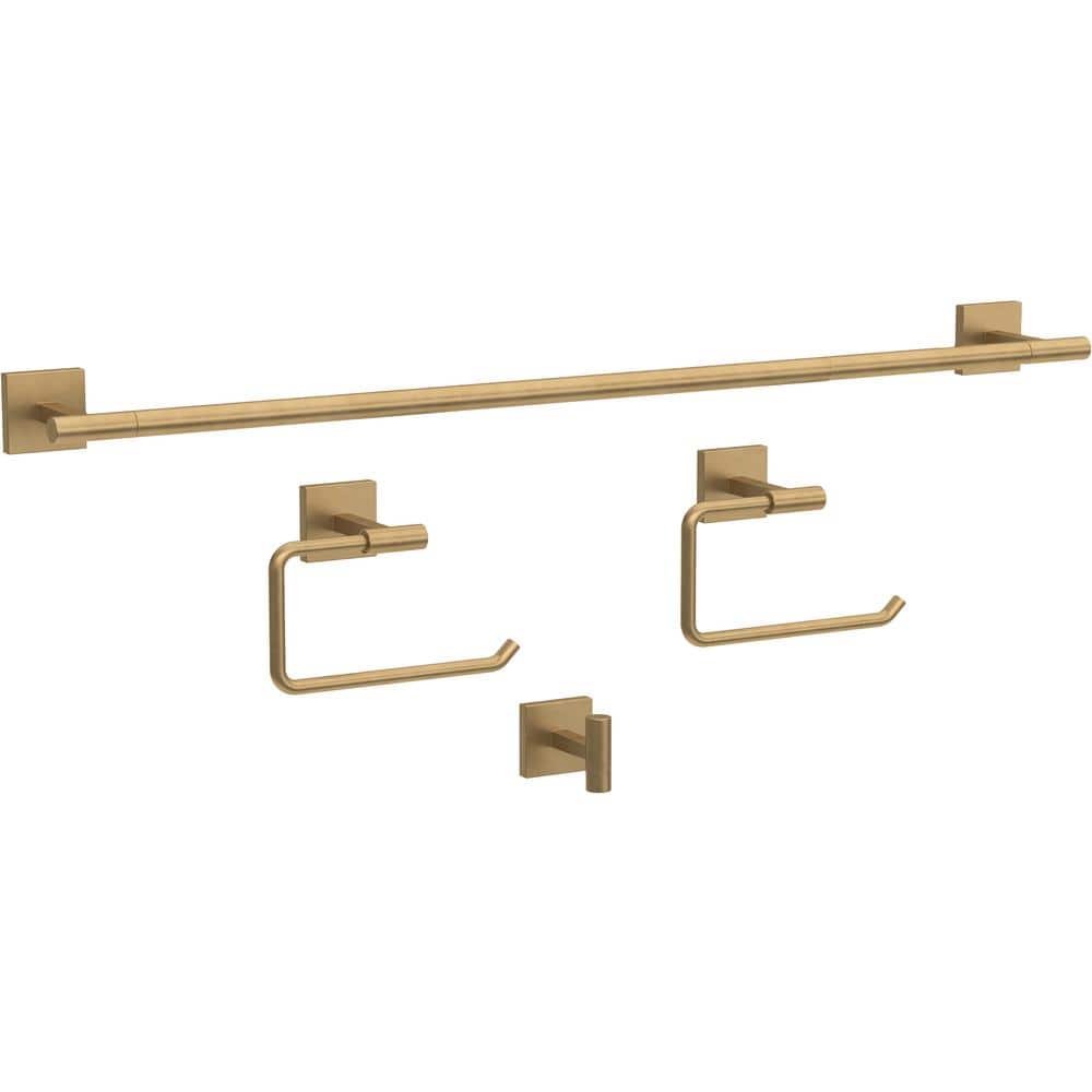 Nash 4-Piece Bath Hardware Set 18 in. Towel Bar with Extender, Toilet Paper