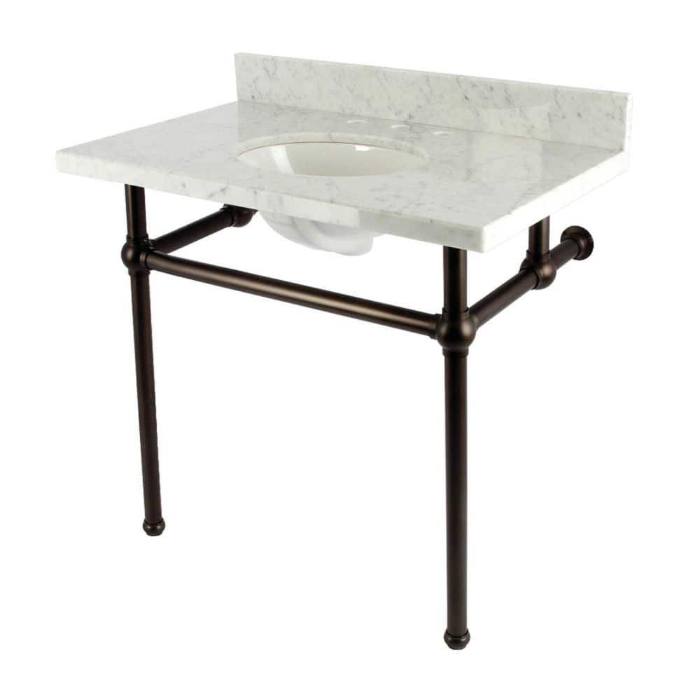 Templeton 36 in. x 22 in. Console Sink Combo in Carrara Marble White/Oil Rubbed Bronze with Legs price history on PriceWatchPro