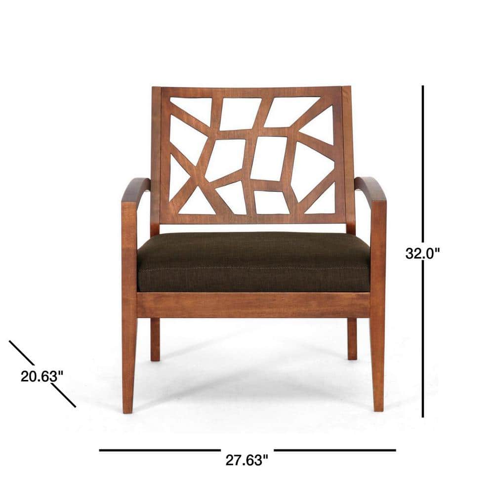 Danish Modern Dark Brown Microfiber Lounge Chair with Walnut Veneer