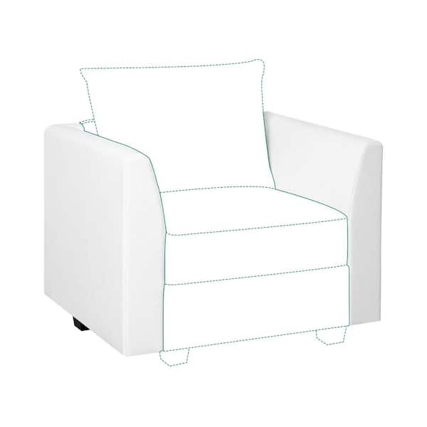 MAYKOOSH 30.3 in. W Faux Leather Modern DIY Sofa Armrest Module - Pair of Armrests for Sectional Sofa in Bright White