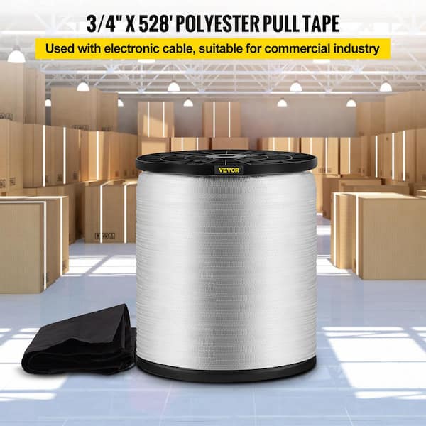 VEVOR 2500 lbs. Polyester Pull Tape 528 ft. x 3/4 in. Flat Rope