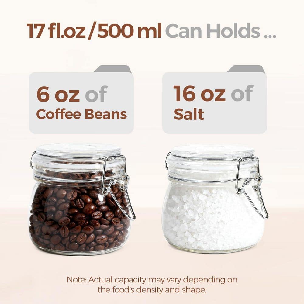 Wudkey 6 of Piece Clear Glass 17 oz. Airtight Cookie Jars with Lid
