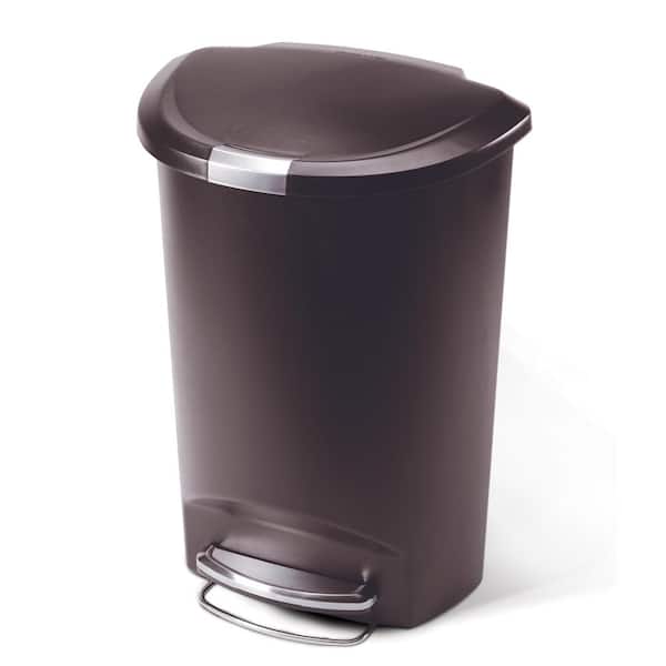 simplehuman 13 Gallon Semi-Round Step Kitchen Trash Can, Mocha Plastic with Soft-Close Locking Lid