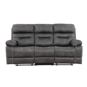 Rudger 83 in. Pillowtop Arms Fabric Manual Reclining Sofa in Gray