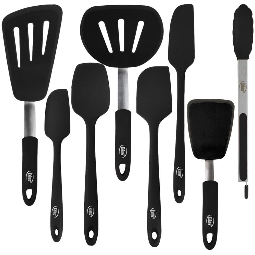 FONGLUAN Kitchen Utensils. Set of 3, Silicone Cooking Utensils Set,  Turner/Spatula, Spoons with Wooden Handle, Heat Resistant, Nonstick Cookware,  Dishwasher Safe, Black - Yahoo Shopping