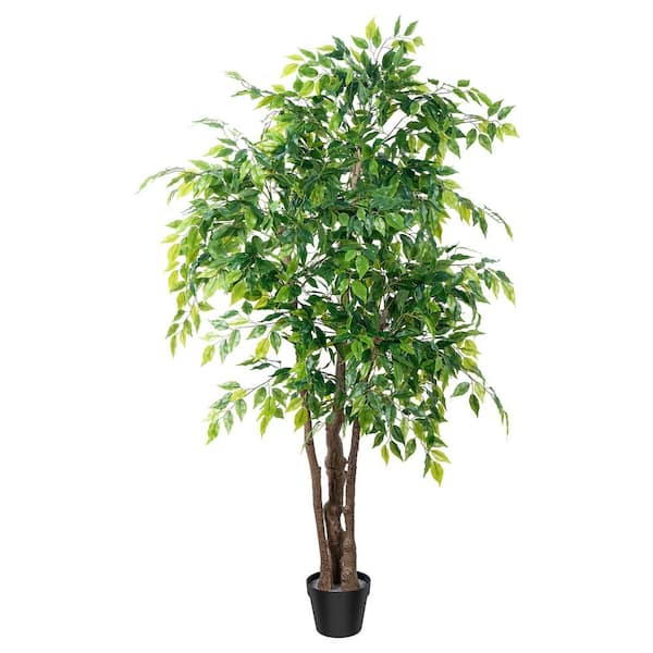 Vitalismo 5.6 ft. Tall Artificial Ficus Tree with 3-Natural Curved