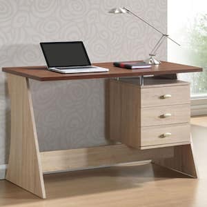 47.2 in. Dark Brown Rectangular 2 -Drawer Writing Desk with Angular Design