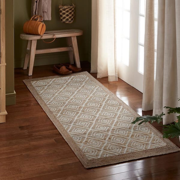 Nalani Textured Diamond 100% Jute Brown 2.5 ft. x 7 ft. Runner Rug