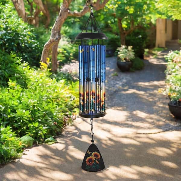 FC Design 30 in. Long Sunflower Stamped Tube Wind Chime