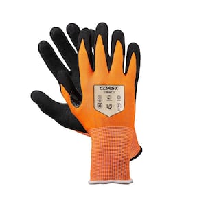 HI VIZ Orange THERMAL WINTER LATEX Gripper FREEZER Builders Roofing Work Gloves 