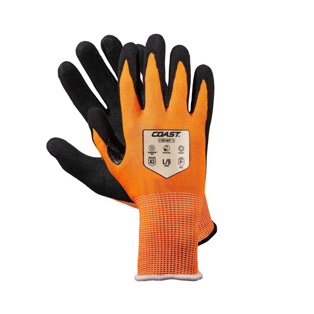 Coast SG400 X-Large High-Visibility Orange Nitrile Safety Gloves