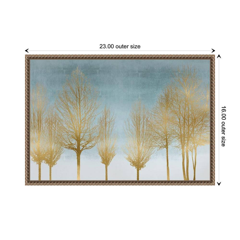 Gold Forest on Aqua Framed Canvas Wall Art, 23 x 16