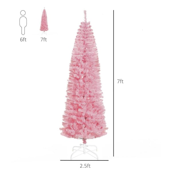 HOMCOM 7 ft. Artificial Christmas Tree Holiday Xmas Pencil Tree ...