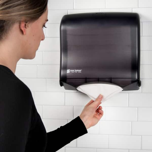 San Jamar Oceans Smart Essence Paper Towel Dispenser Fits Universal Core  Sizes for Bathroom, Plastic, 10 X 14.75 X 12.50 Inches, Black Pearl
