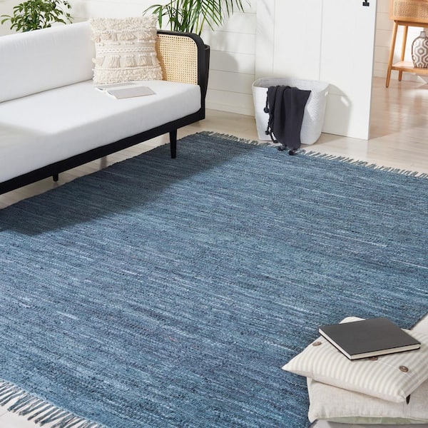 Vintage Leather 8 ft. x 10 ft. Blue/Gray Solid Marle Area Rug