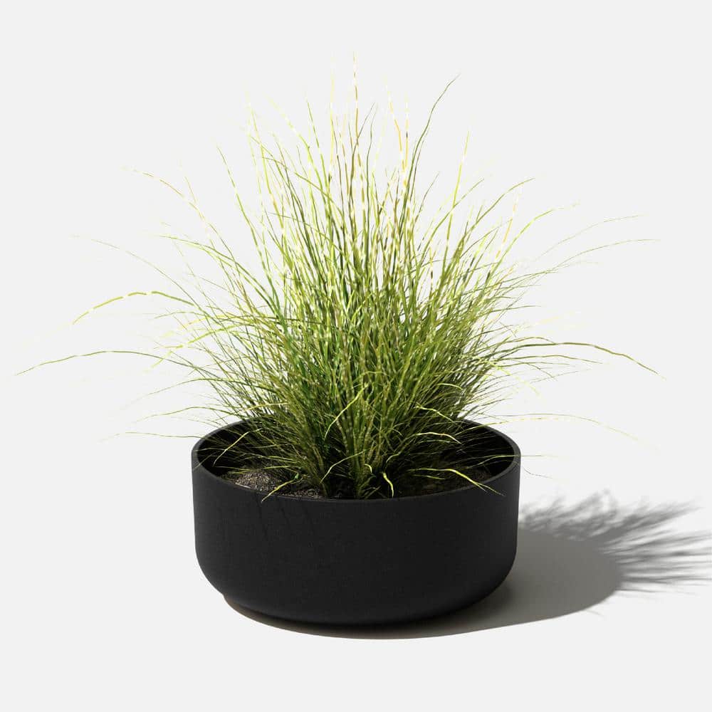 Black Round Plastic-Stone Composite Indoor/Outdoor Planter