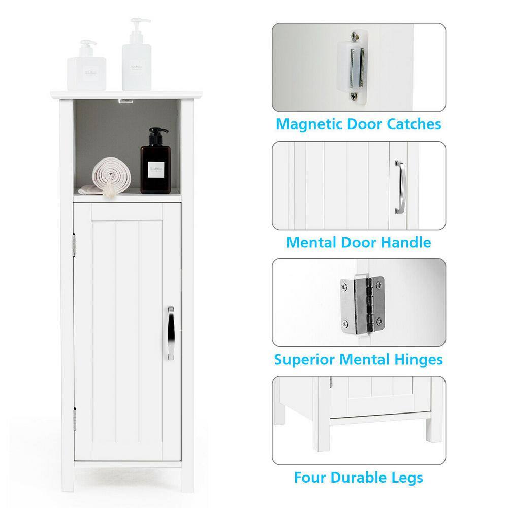 White MDF Freestanding Cabinet with Adjustable Shelf