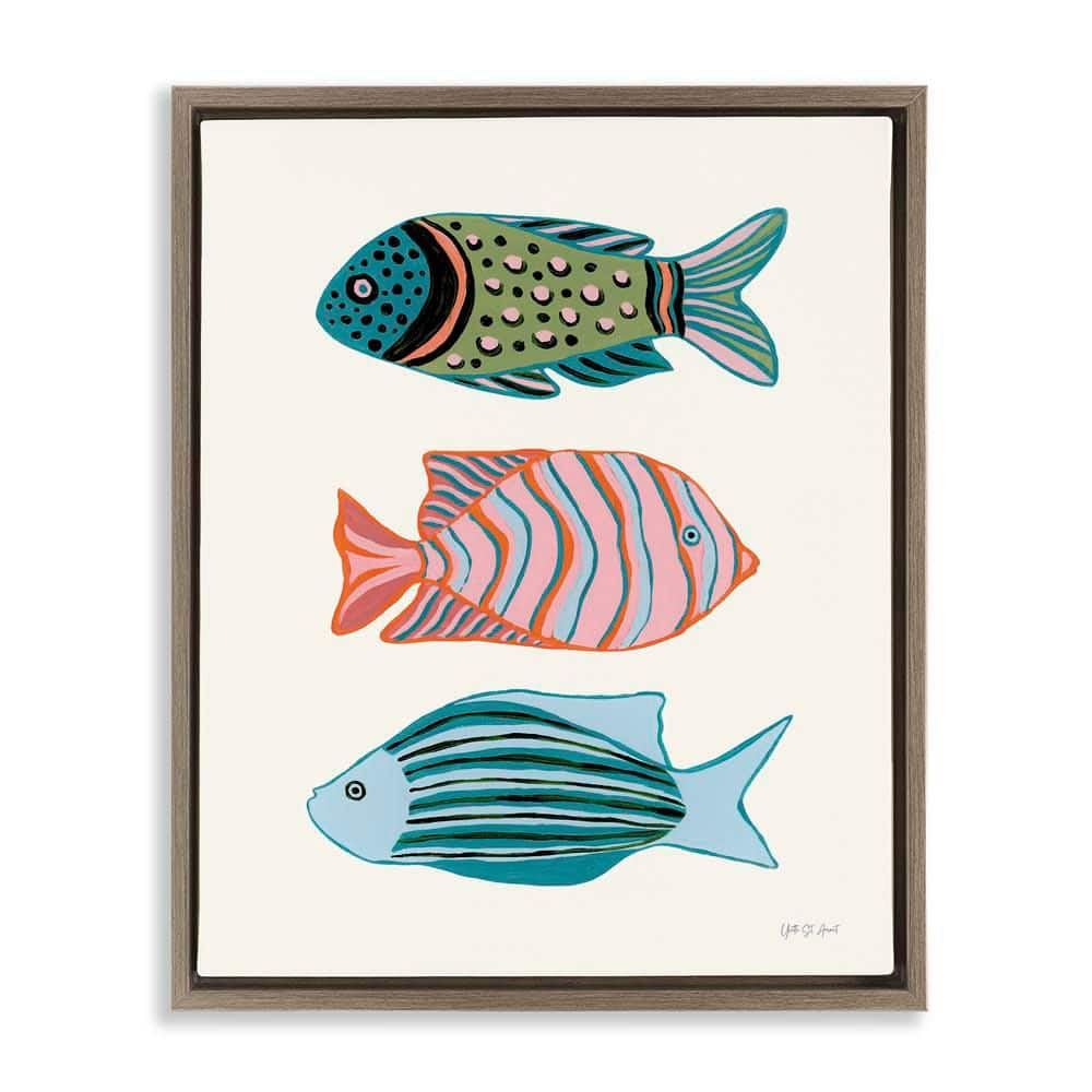Bright Tropical Fish by Yvette St. Amant Brown Floater Frame Coastal Graphic Art Print 31 in. x 25 in. price history on PriceWatchPro