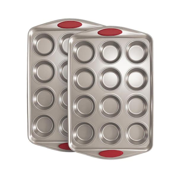 12-Piece Carbon Steel Muffin Pan Set Nonstick Ceramic Coating Silicone Grip Handles Home Baking Essentials