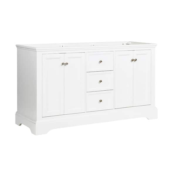 Fresca Windsor 60 in. W Traditional Double Bath Vanity in Matte White