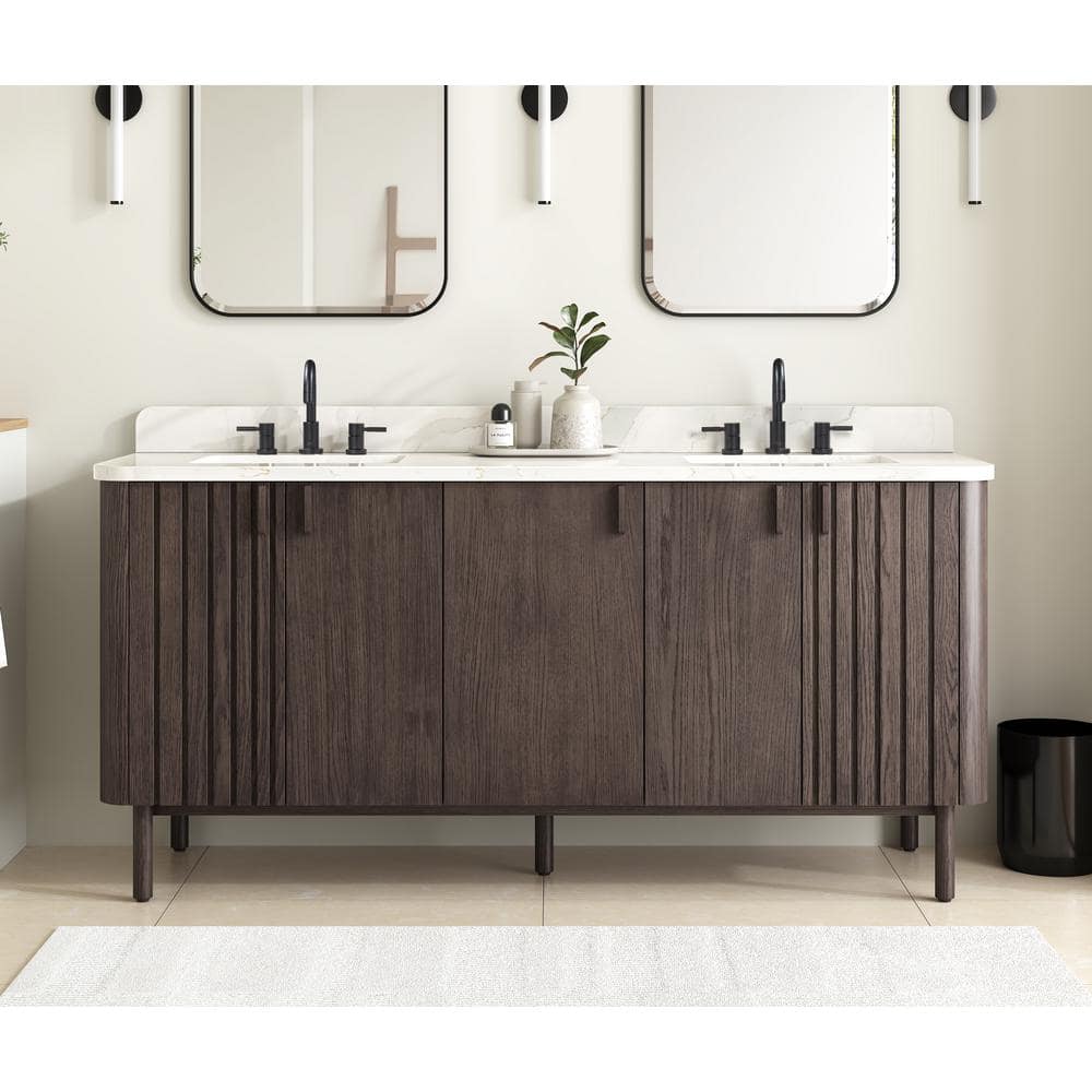 Blakely 72" Dark Brown Oak Double Vanity Cabinet