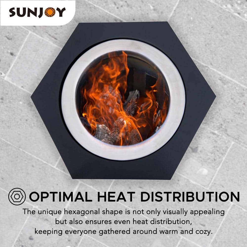 Lawrence Black Hexagonal Smokeless Wood Burning Fire Pit