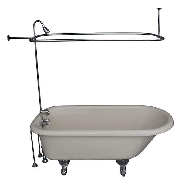 Barclay Products 5 ft. Acrylic Ball and Claw Feet Roll Top Tub in Bisque with Polished Chrome Accessories