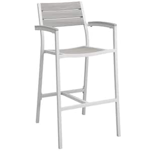 Maine Aluminum Outdoor Patio Bar Stool in White Light Gray