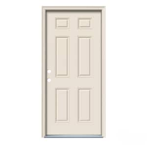 32 in. x 80 in. 6-Panel Primed 20 Minute Fire Rated Steel Prehung Right-Hand Inswing Front Door with Brickmould