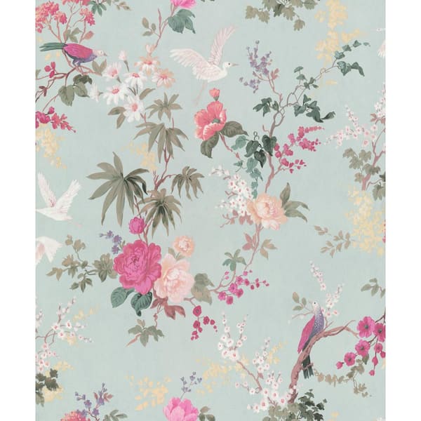 Walls Republic Dreamy Vintage Birds Black Floral Paper Non-Pasted