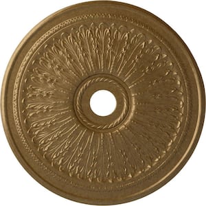 1 in. x 29-1/8 in. x 29-1/8 in. Polyurethane Oakleaf Ceiling Medallion, Pale Gold
