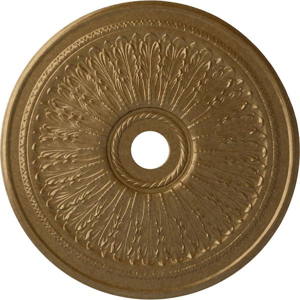 Ekena Millwork 1 in. x 29-1/8 in. x 29-1/8 in. Polyurethane Oakleaf Ceiling Medallion, Pale Gold