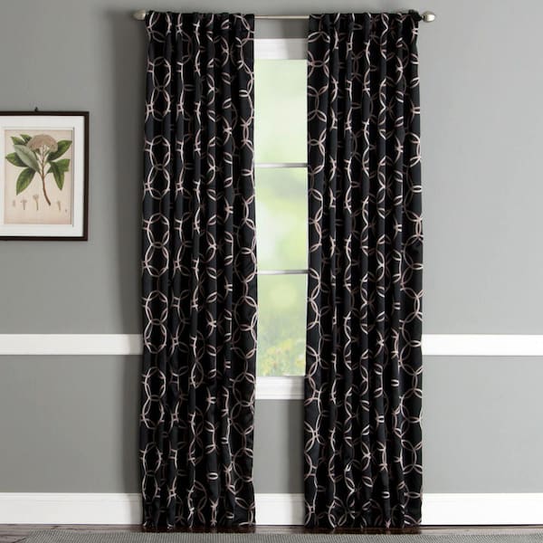 Natco Bedford 50 in. W x 84 in. L Polyester Blackout Window Panel in Black
