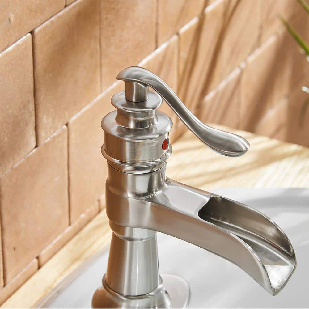 Brushed Nickel Single-Handle Waterfall Bathroom Faucet