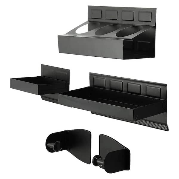 Black Steel Magnetic Tool Tray Organizer Set Powerful Magnets Prevent Scratches 4-Piece Variety Accessory