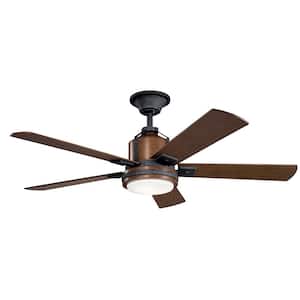 Colerne 52 in. Integrated LED Indoor Distressed Black Downrod Mount Ceiling Fan with Light Kit and Wall Control