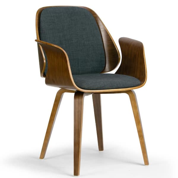 Glamour Home Amaya Walnut Finish with Charcoal Fabric Upholstery
