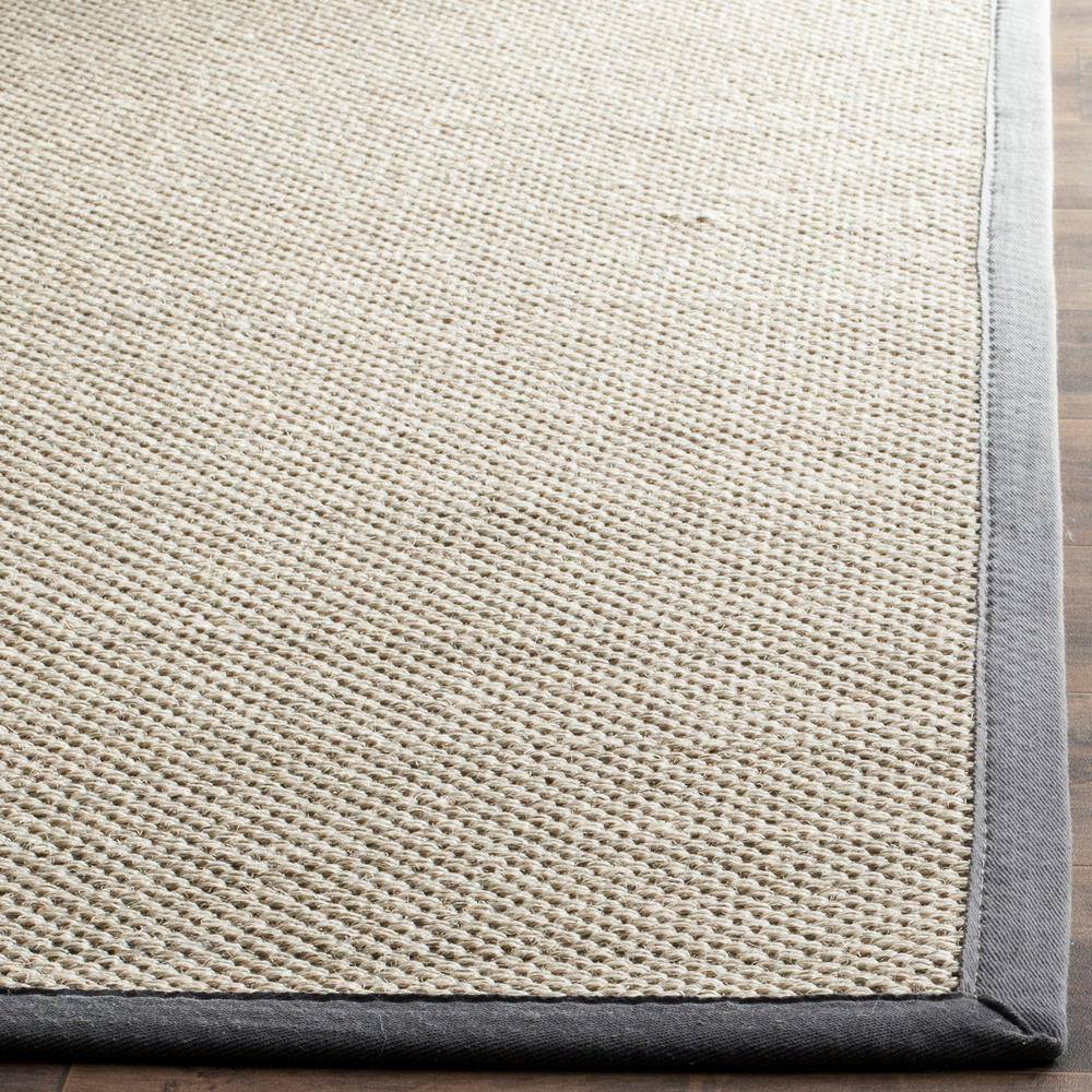 Marble and Dark Grey Hand-Knotted Natural Fiber Area Rug