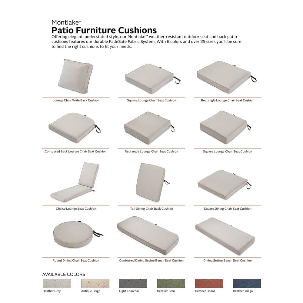 Heather Grey FadeSafe 48" Patio Bench Cushion with Water-Resistant Coating