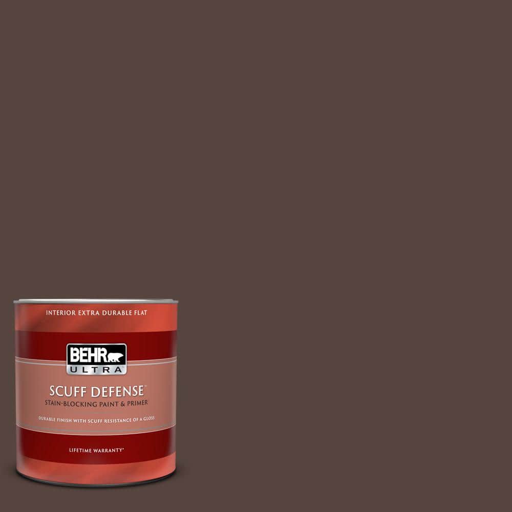 BEHR ULTRA 1 qt. PPF51 Dark Walnut Extra Durable Flat Interior Paint & Primer 172304 The