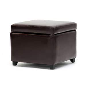 Chris Traditional Brown Leather Upholstered Ottoman