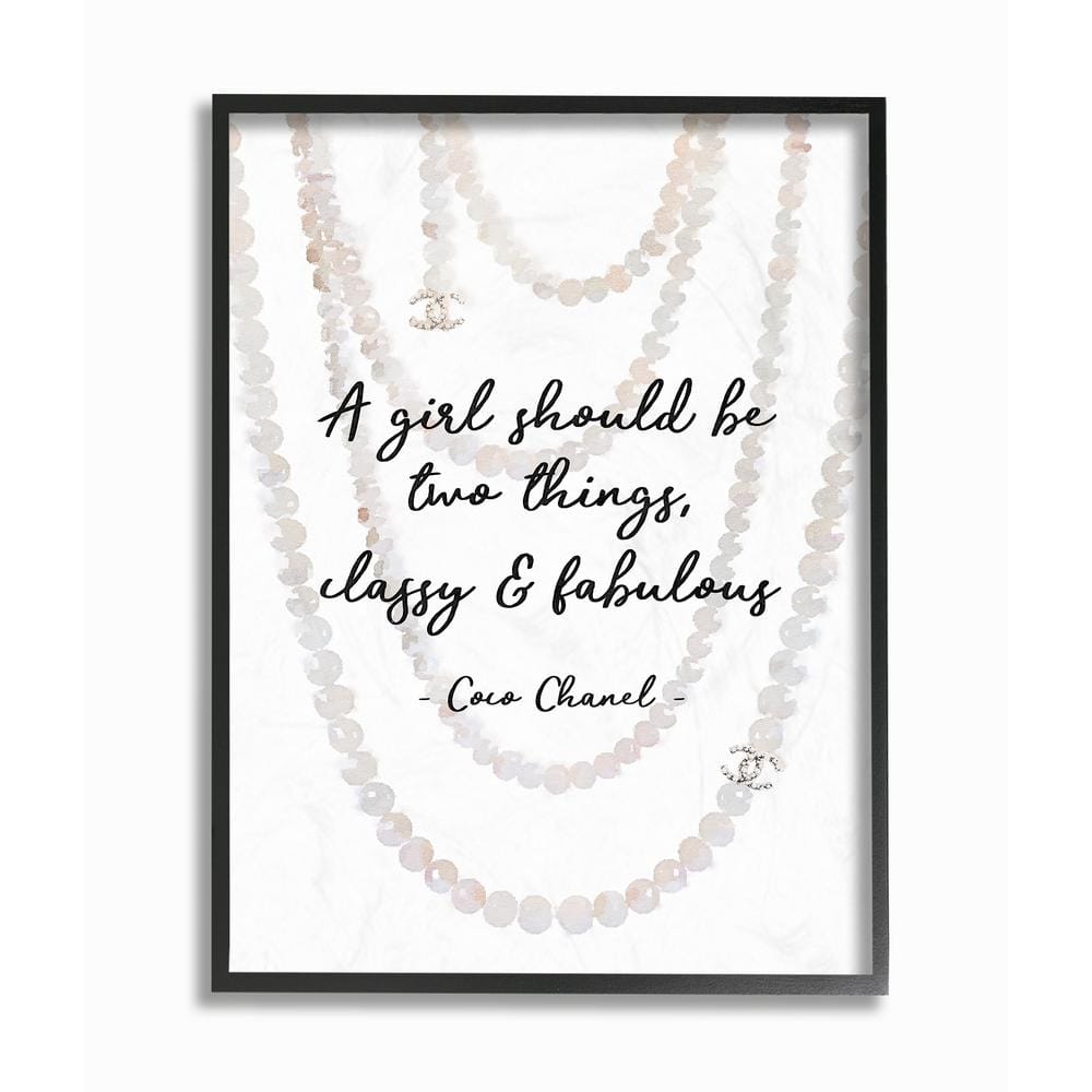 The Stupell Home Decor Classy and Fabulous Fashion Quote with Pearls Framed Texturized Art